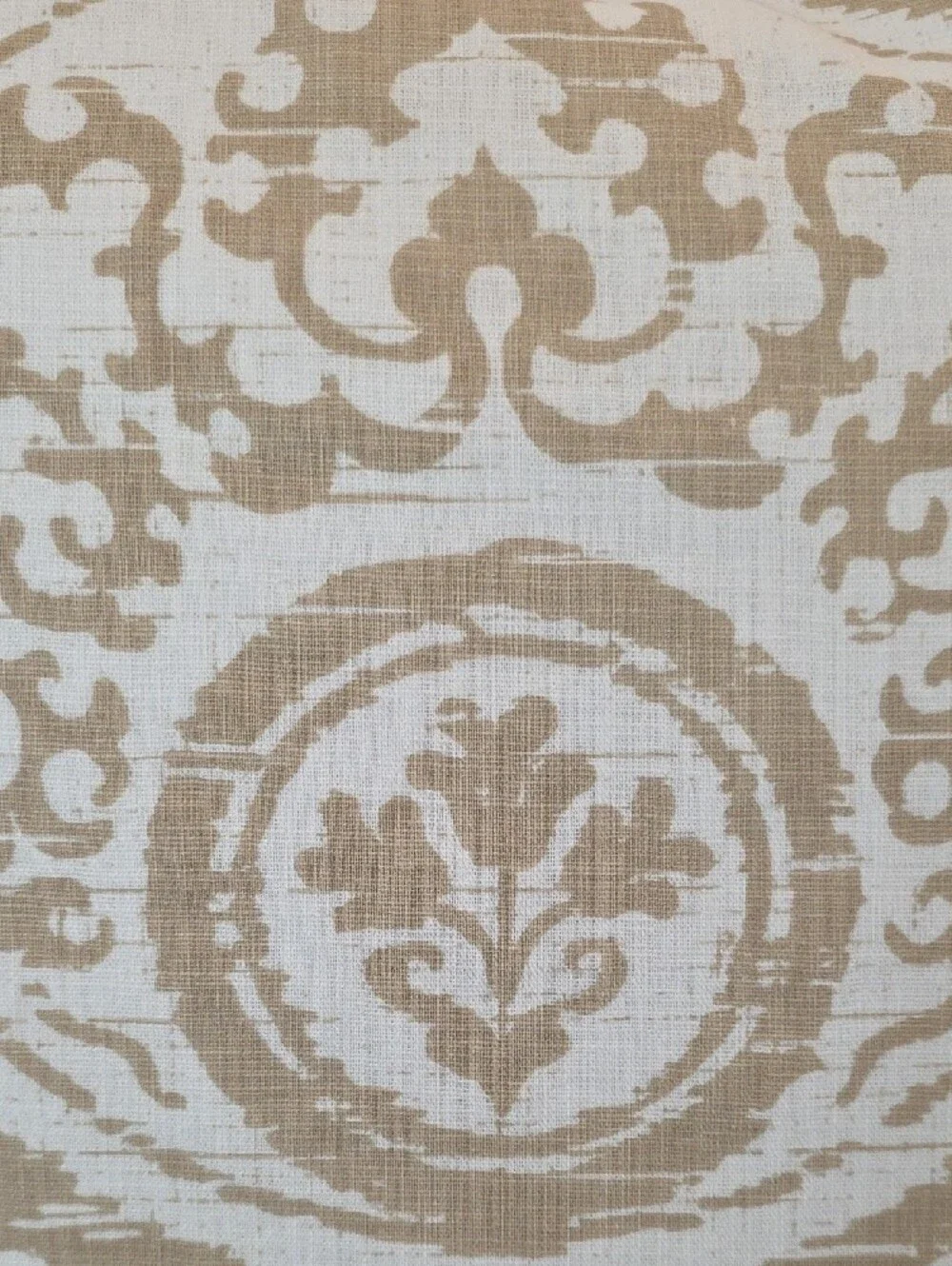 Pottery Barn White Tan Medallion Cotton Accent Pillow